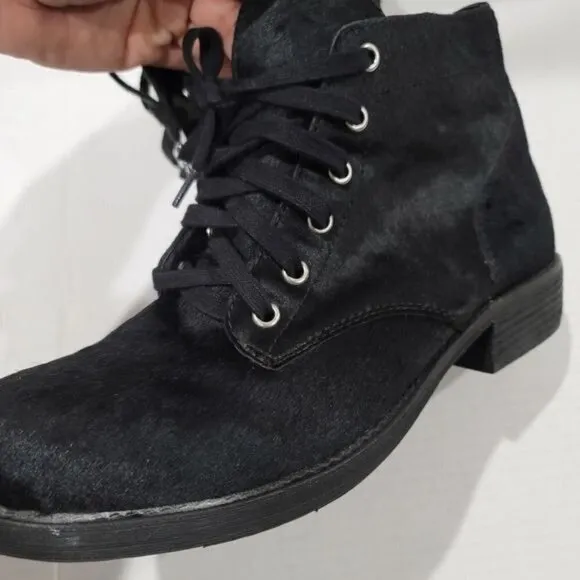 Sam Edelman Bleecker Calf Hair Lace Up Leather Boots Size 10