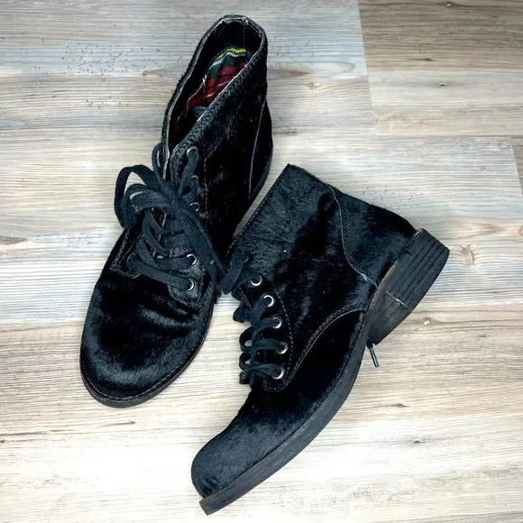 SAM EDELMAN Bleecker Fur Haircalf Combat Boots