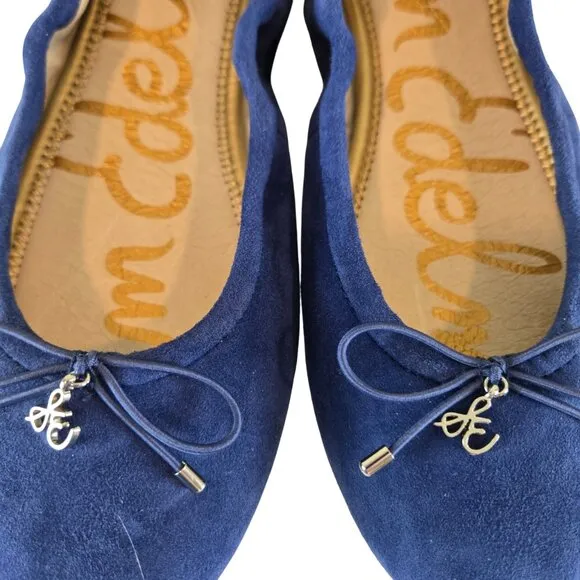 Sam Edelman Blue Suede Felicia Flats Silver Ornaments US 9.5, Eur 39.5 NWOT