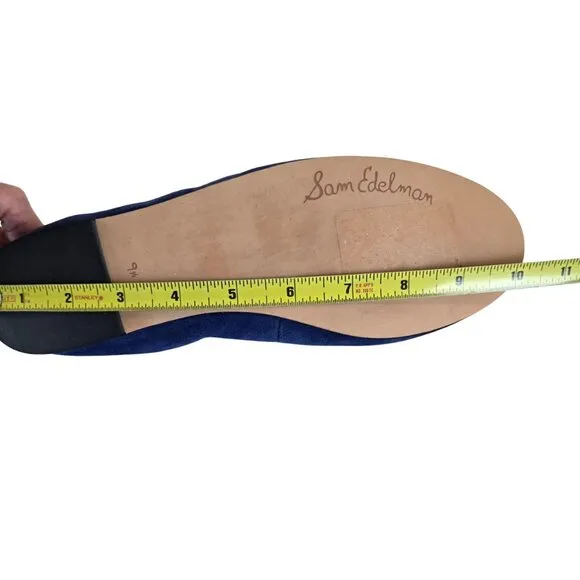 Sam Edelman Blue Suede Felicia Flats Silver Ornaments US 9.5, Eur 39.5 NWOT