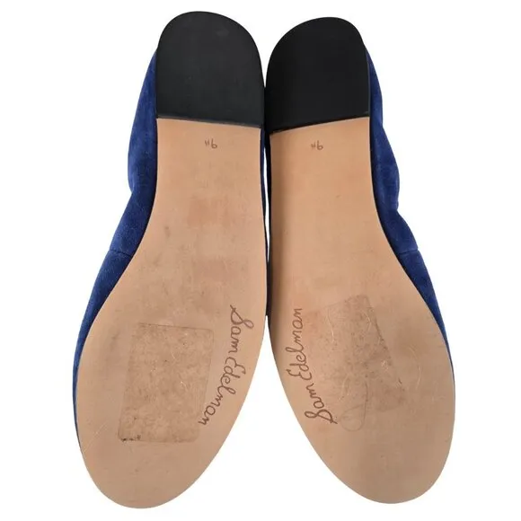 Sam Edelman Blue Suede Felicia Flats Silver Ornaments US 9.5, Eur 39.5 NWOT