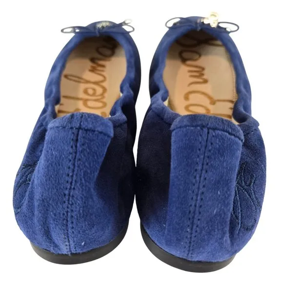 Sam Edelman Blue Suede Felicia Flats Silver Ornaments US 9.5, Eur 39.5 NWOT