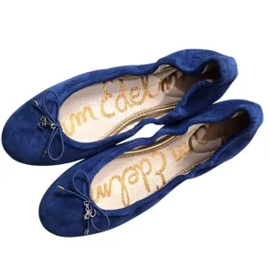 Sam Edelman Blue Suede Felicia Flats Silver Ornaments US 9.5, Eur 39.5 NWOT