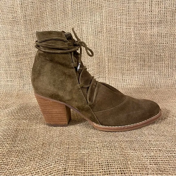 Sam Edelman Boot Booties Millard Brown Suede Ankle Wrap Heeled Size 7.5