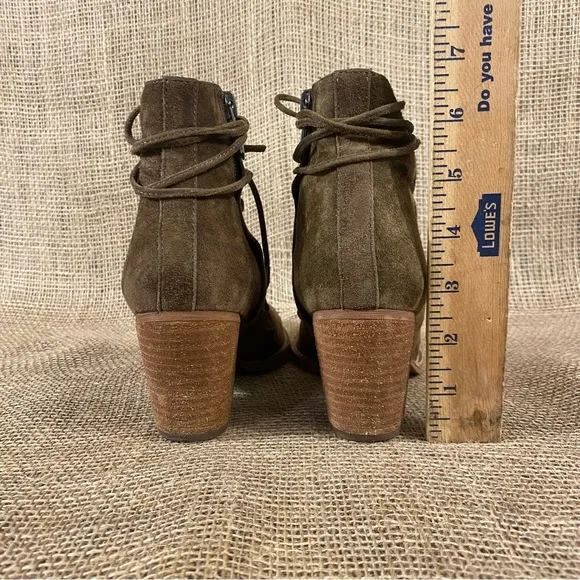 Sam Edelman Boot Booties Millard Brown Suede Ankle Wrap Heeled Size 7.5