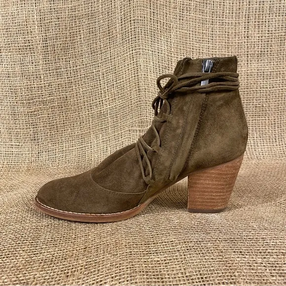 Sam Edelman Boot Booties Millard Brown Suede Ankle Wrap Heeled Size 7.5