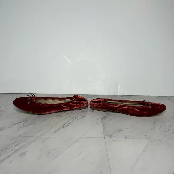 Sam Edelman Felicia Red Crushed Velvet Ballet Flat 7 1/2 M