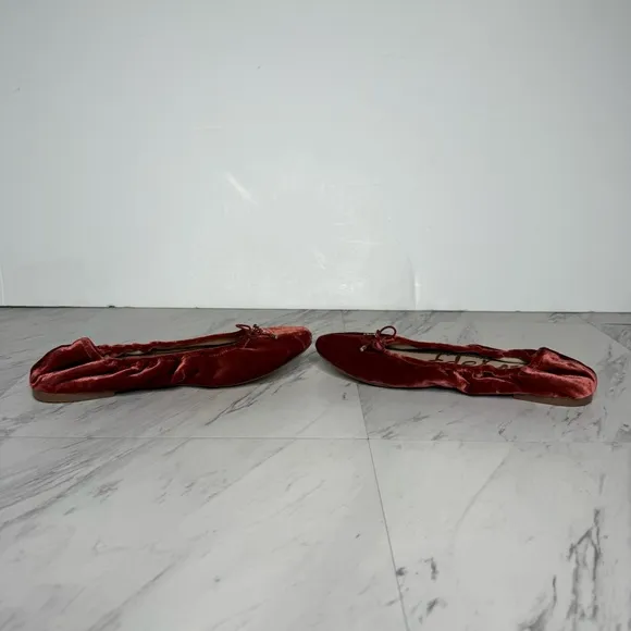 Sam Edelman Felicia Red Crushed Velvet Ballet Flat 7 1/2 M