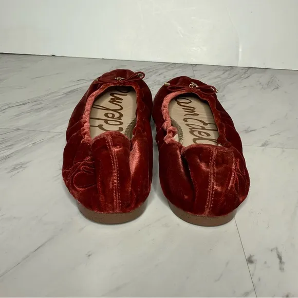 Sam Edelman Felicia Red Crushed Velvet Ballet Flat 7 1/2 M