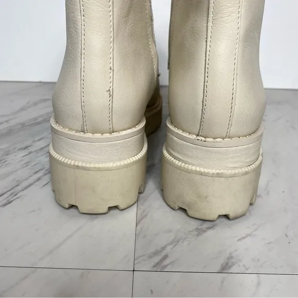 Sam Edelman Garret Modern Ivory Leather Lace Up Combat Boot 8M
