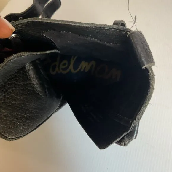 Sam Edelman Jennifer Studded Combat Boots Black Leather Size 7.5 Moto Lace-Up