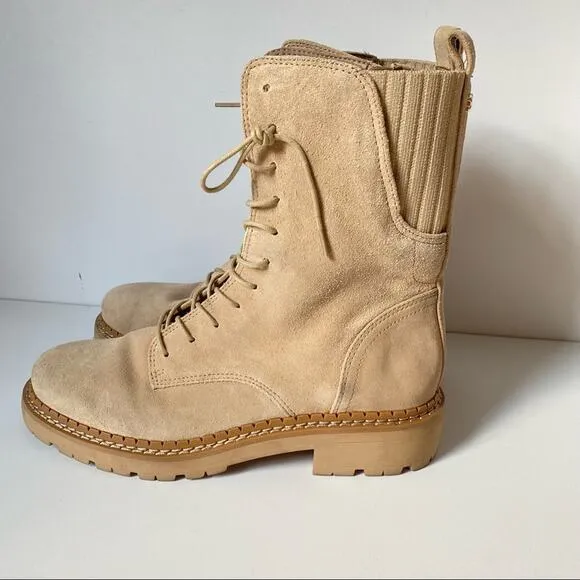 Sam Edelman Lex Military Suede Tan Lace Up Boots size 7