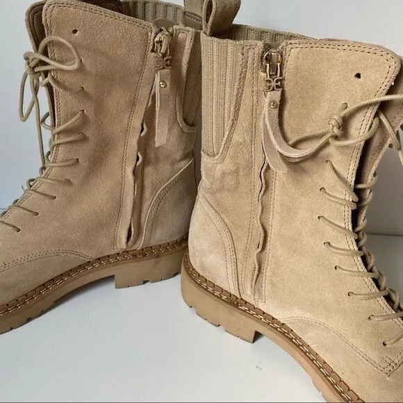 Sam Edelman Lex Military Suede Tan Lace Up Boots size 7
