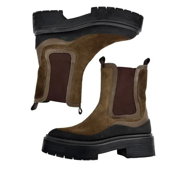 Sam Edelman Lulia Alpine Green Chunky Closed Toe Pull On Combat Boots Size 8.5