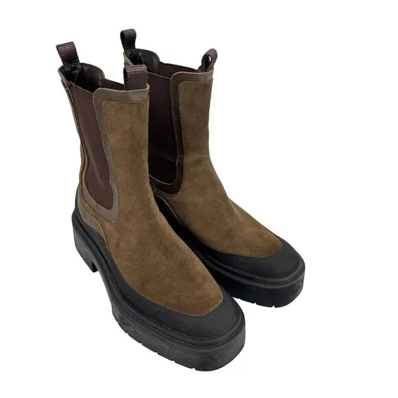 Sam Edelman Lulia Alpine Green Chunky Closed Toe Pull On Combat Boots Size 8.5