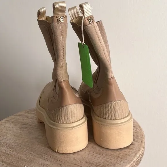 Sam Edelman Lulia Sesame Chunky Heel Closed Toe Pull On Ankle Combat Boots, 9.5