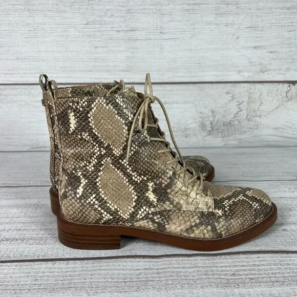 Sam Edelman Snakeprint Nina Combat Lace Up Boots Size 8.5