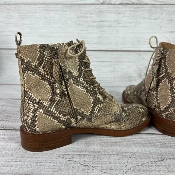 Sam Edelman Snakeprint Nina Combat Lace Up Boots Size 8.5