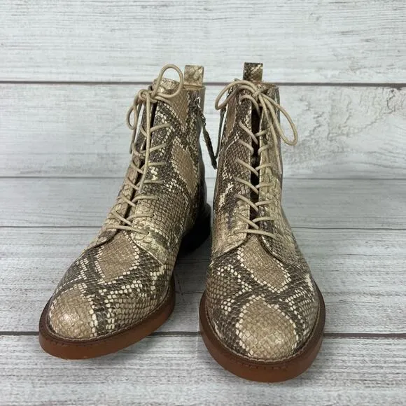 Sam Edelman Snakeprint Nina Combat Lace Up Boots Size 8.5