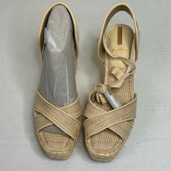 Sam Edelman Tan Vaughn Open Toe Wedges NEW Size 9M