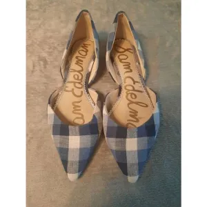 Sam Edelman Women Rodney Blue Gingham Flats Plaid Pointy Toe Flats US 7 M 7M