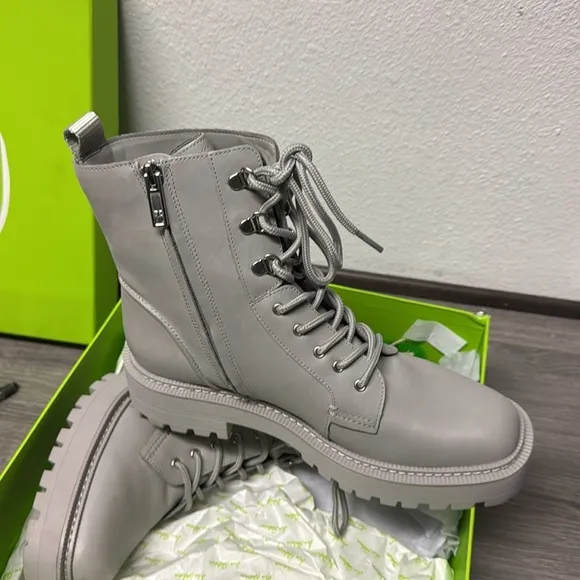 SAM EDELMAN WOMEN'S LUE GRAY COMBAT LACE-UP BOOTS