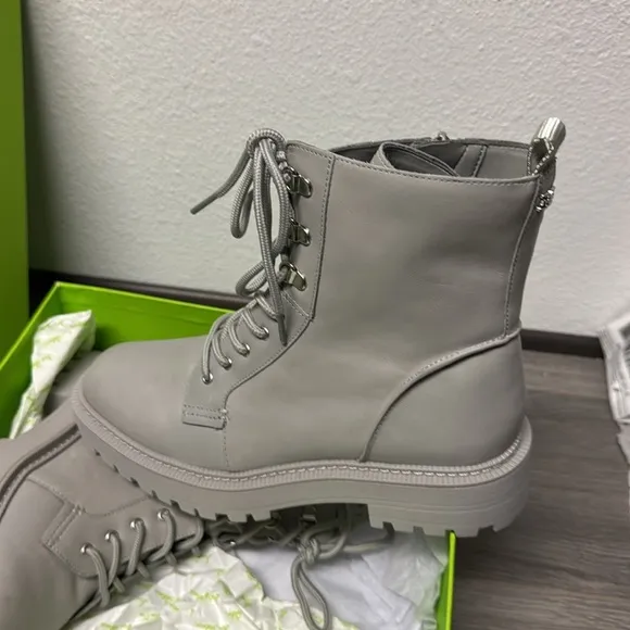 SAM EDELMAN WOMEN'S LUE GRAY COMBAT LACE-UP BOOTS