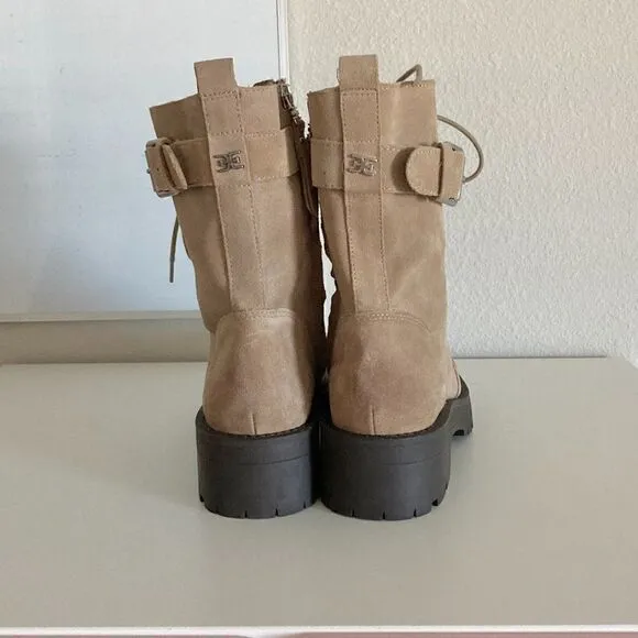 Sam Edelman Junip Suede Lace-Up Combat Boots Tan NWOT size 8.5