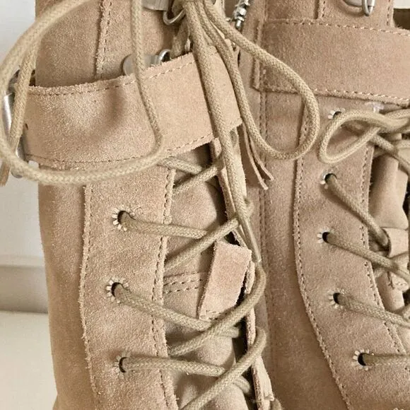 Sam Edelman Junip Suede Lace-Up Combat Boots Tan NWOT size 8.5