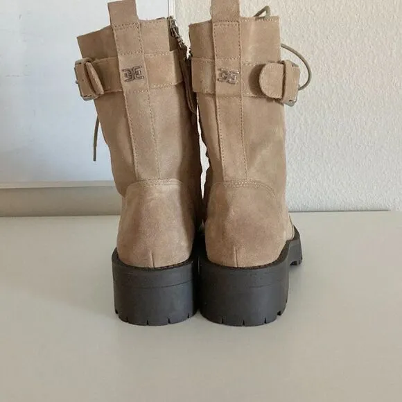 Sam Edelman Junip Suede Lace-Up Combat Boots Tan NWOT size 8.5