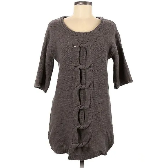 Samsoe Samsoe Brown Cable Knit Design Lamb Wool Angora Tunic Sweater Size Small