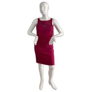 Sangria Dress 8 Burgundy Boat Neck Beaded Classic