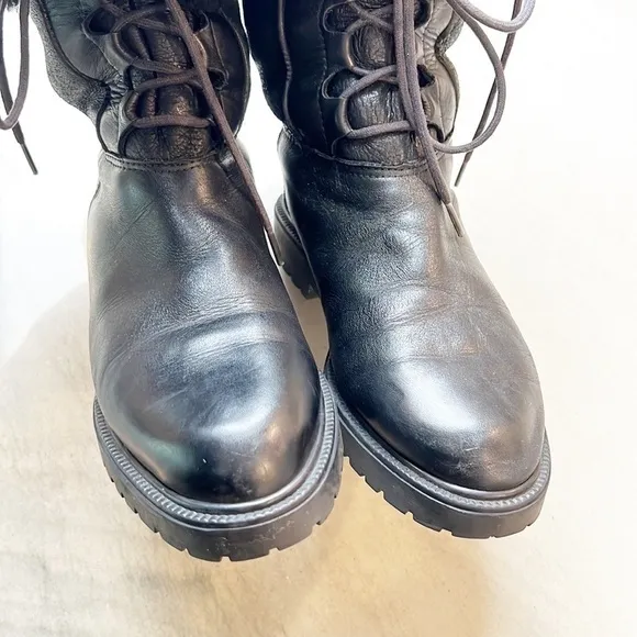 SANTANA Canadian Fur Lined Lace Up Fold Down Convertible Black Boots Size 7
