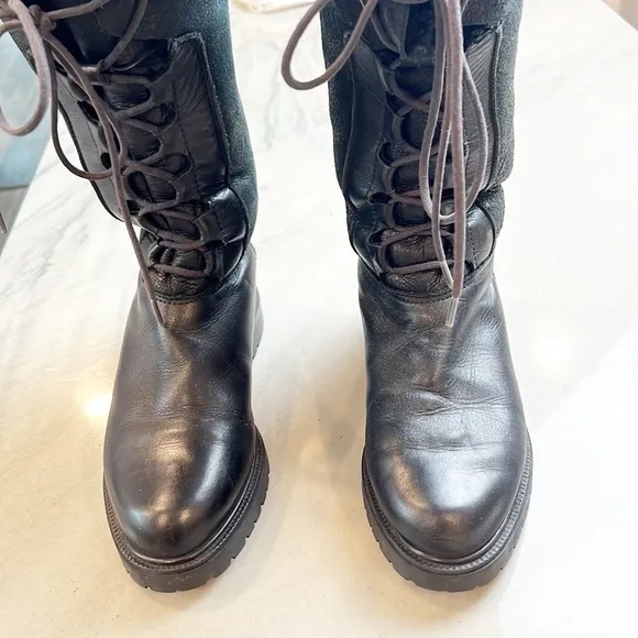 SANTANA Canadian Fur Lined Lace Up Fold Down Convertible Black Boots Size 7