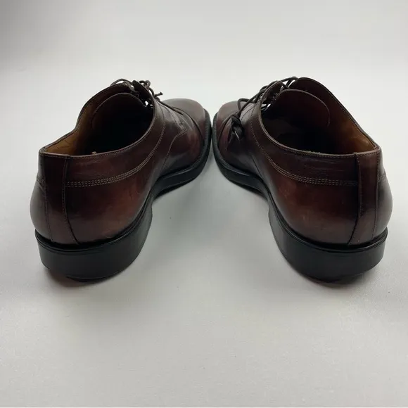 Santoni Cap Toe Oxford Derby Shoe Burgundy Leather Mens US Size 11.5 M