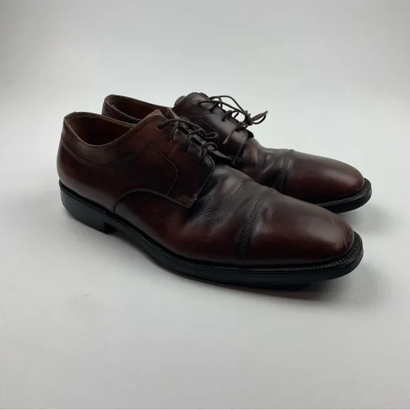 Santoni Cap Toe Oxford Derby Shoe Burgundy Leather Mens US Size 11.5 M