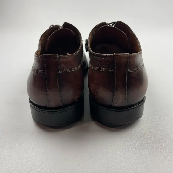 Santoni Cap Toe Oxford Derby Shoe Burgundy Leather Mens US Size 11.5 M