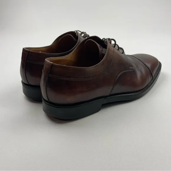 Santoni Cap Toe Oxford Derby Shoe Burgundy Leather Mens US Size 11.5 M