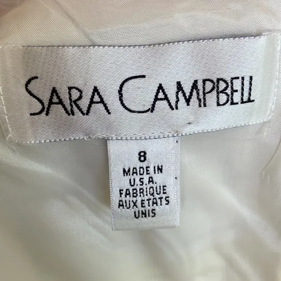 Sara Campbell Sleeveless Gold Pattern Sheath Dress Made in USA Women's Size 8