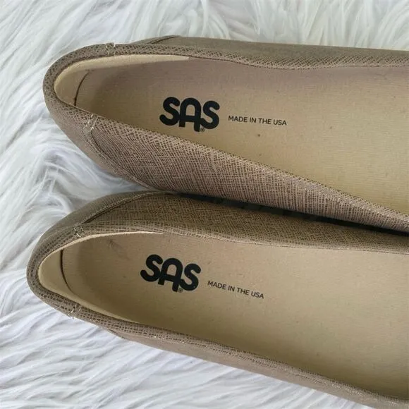 SAS Women's Ballet Flats Size 10 N Tan Leather Slip-On Casual Shoes