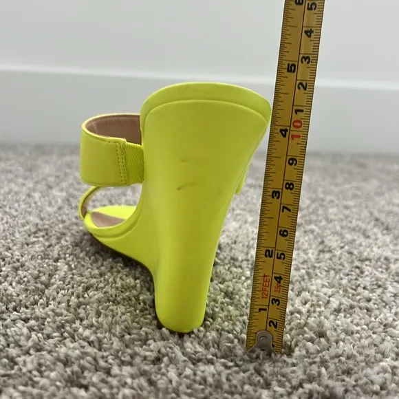 Schutz Neon Yellow Wedge Sandals – Size 9.5