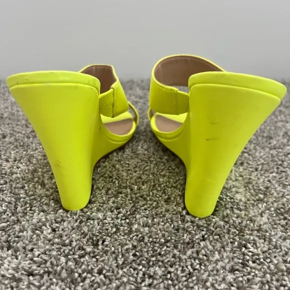 Schutz Neon Yellow Wedge Sandals – Size 9.5