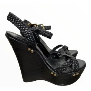 Schutz platform wedges braided detail black size 7.5