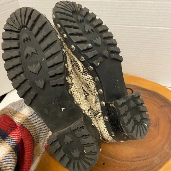SCHUTZ Snakeskin Studded Combat Boots