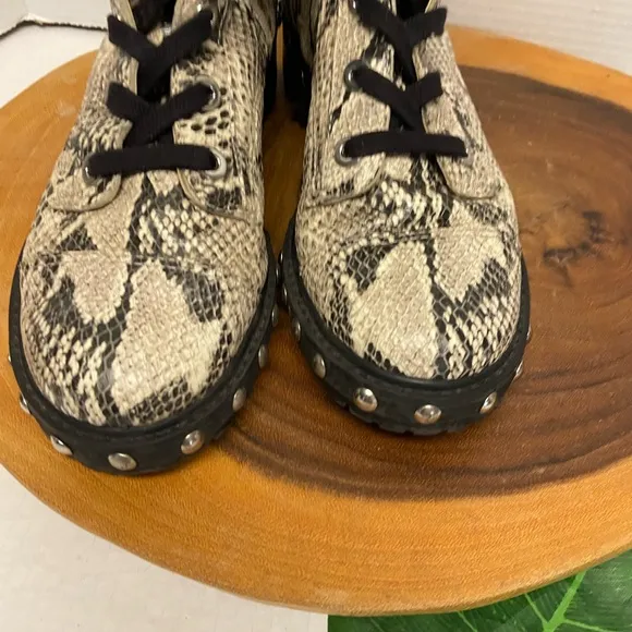 SCHUTZ Snakeskin Studded Combat Boots