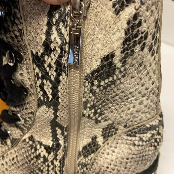 SCHUTZ Snakeskin Studded Combat Boots