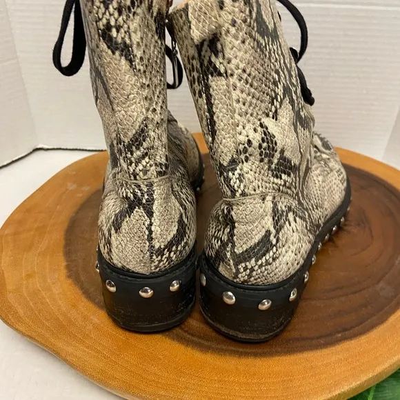 SCHUTZ Snakeskin Studded Combat Boots