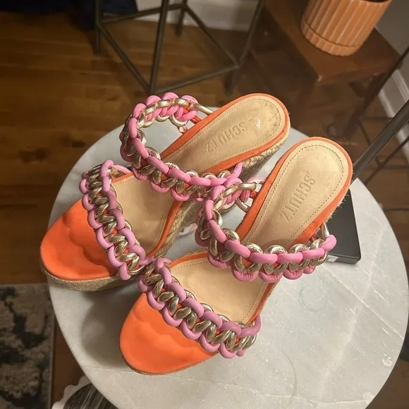 SCHUTZ | Women's Juliet High Block Heel Slide Wedge Sandals size 9  💕