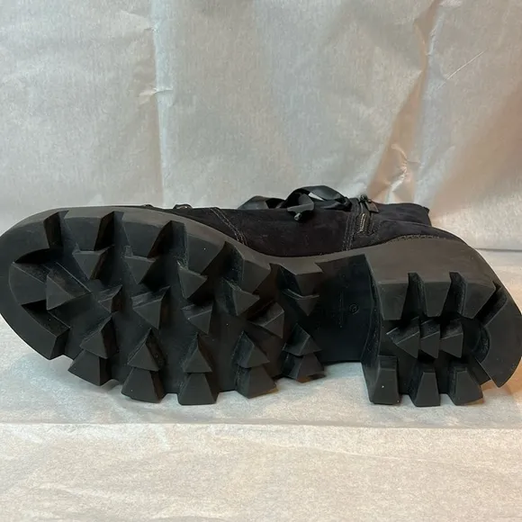 Schutz Xayane black suede combat style platform boots