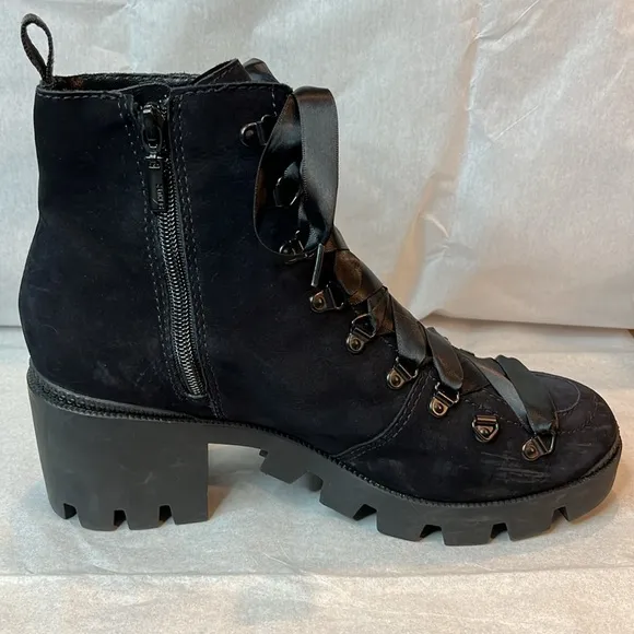 Schutz Xayane black suede combat style platform boots